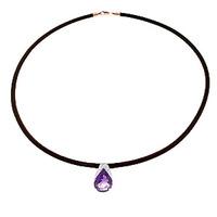 Amethyst Snowcap Leather Pendant Necklace 6.0ct in 9ct Rose Gold