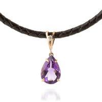 Amethyst and Diamond Leather Pendant Necklace 6.0ct in 9ct Rose Gold