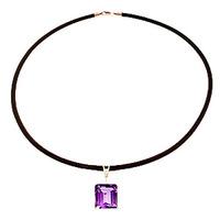 amethyst and diamond leather pendant necklace 65ct in 9ct rose gold