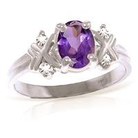 amethyst and diamond ring 085ct in 9ct white gold