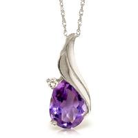 Amethyst and Diamond Pendant Necklace 1.5ct in 9ct White Gold