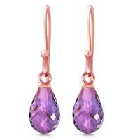 Amethyst Zeal Briolette Drop Earrings 2.7ctw in 9ct Rose Gold