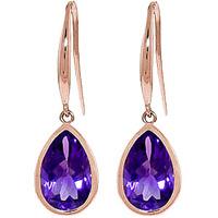 amethyst elliptical drop earrings 50ctw in 9ct rose gold