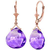 amethyst star heart drop earrings 170ctw in 9ct rose gold