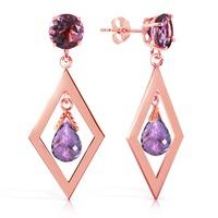 Amethyst Kite Drop Earrings 2.4ctw in 9ct Rose Gold