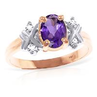 amethyst and diamond ring 085ct in 9ct rose gold