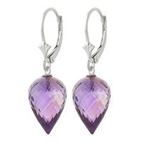 Amethyst Briolette Drop Earrings 19.0ctw in 9ct White Gold