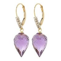 Amethyst and Diamond Drop Earrings 19.0ctw in 9ct Gold