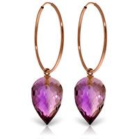 Amethyst Briolette Hoop Earrings 19.0ctw in 9ct Rose Gold