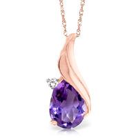 Amethyst and Diamond Pendant Necklace 1.5ct in 9ct Rose Gold