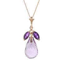 Amethyst Briolette Pendant Necklace 7.2ctw in 9ct Rose Gold