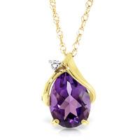 Amethyst and Diamond Pendant Necklace 1.5ct in 9ct Gold