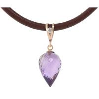 Amethyst and Diamond Leather Pendant Necklace 9.5ct in 9ct Rose Gold