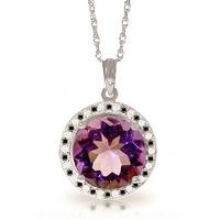 Amethyst and Diamond Halo Pendant Necklace 6.0ct in 9ct White Gold