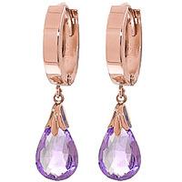 Amethyst Teardrop Briolette Earrings 6.0ctw in 9ct Rose Gold