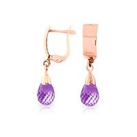 Amethyst Teardrop Briolette Earrings 2.5ctw in 9ct Rose Gold