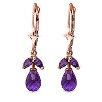 Amethyst Snowdrop Briolette Earrings 3.4ctw in 9ct Rose Gold