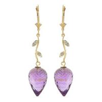 Amethyst and Diamond Drop Earrings 19.0ctw in 9ct Gold