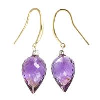 Amethyst and Diamond Drop Earrings 19.0ctw in 9ct Gold