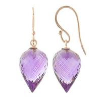 amethyst briolette drop earrings 190ctw in 9ct rose gold