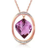 Amethyst and Diamond Pendant Necklace 10.75ct in 9ct Rose Gold