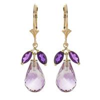 Amethyst Drop Earrings 14.4ctw in 9ct Gold