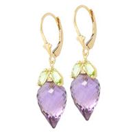 Amethyst and Peridot Drop Earrings 20.0ctw in 9ct Gold