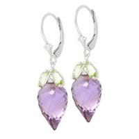 Amethyst and Peridot Drop Earrings 20.0ctw in 9ct White Gold