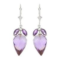 Amethyst Briolette Drop Earrings 20.0ctw in 9ct White Gold