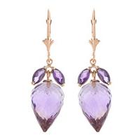 Amethyst Briolette Drop Earrings 20.0ctw in 9ct Rose Gold