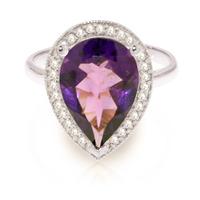 Amethyst and Diamond Halo Ring 3.25ct in 9ct White Gold