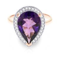 amethyst and diamond halo ring 325ct in 9ct rose gold