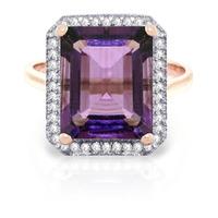 Amethyst and Diamond Halo Ring 5.6ct in 9ct Rose Gold