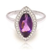 Amethyst and Diamond Halo Ring 1.65ct in 9ct White Gold