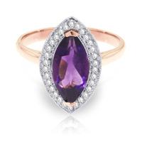 amethyst and diamond halo ring 165ct in 9ct rose gold