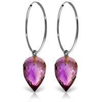 Amethyst Briolette Hoop Earrings 19.0ctw in 9ct White Gold