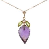 Amethyst and Peridot Pendant Necklace 10.0ctw in 9ct Rose Gold