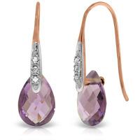 Amethyst and Diamond Drop Earrings 6.0ctw in 9ct Rose Gold