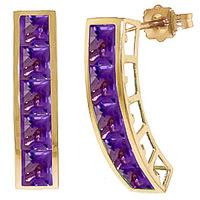 Amethyst Channel Set Stud Earrings 4.5ctw in 9ct Gold