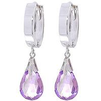 Amethyst Teardrop Briolette Earrings 6.0ctw in 9ct White Gold