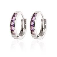 Amethyst Huggie Earrings 0.85ctw in 9ct White Gold