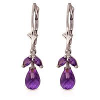 Amethyst Snowdrop Briolette Earrings 3.4ctw in 9ct White Gold