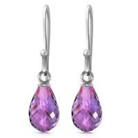 Amethyst Zeal Briolette Drop Earrings 2.7ctw in 9ct White Gold