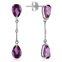 Amethyst and Diamond Drop Earrings 6.0ctw in 9ct White Gold