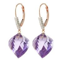 Amethyst and Diamond Drop Earrings 21.5ctw in 9ct Rose Gold