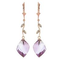 Amethyst and Diamond Drop Earrings 21.5ctw in 9ct Rose Gold