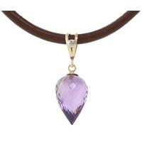 Amethyst and Diamond Leather Pendant Necklace 9.5ct in 9ct Gold