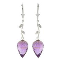 Amethyst and Diamond Drop Earrings 19.0ctw in 9ct White Gold