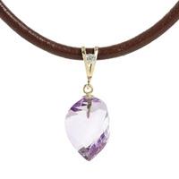 Amethyst and Diamond Leather Pendant Necklace 10.75ct in 9ct Gold