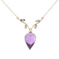 Amethyst and Diamond Pendant Necklace 9.5ct in 9ct Rose Gold